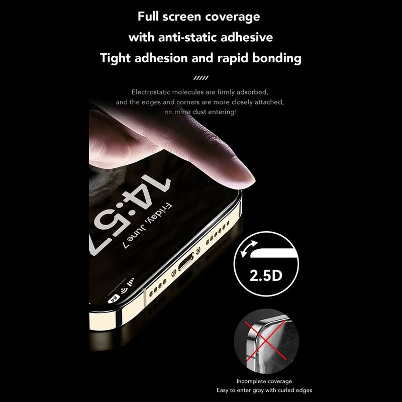 Laptop, Telefoane si Tablete - Telefoane mobile si accesorii - Accesorii Telefoane - Folii protectie telefoane - Folie pentru iPhone 16 - ANANK 2.5D 3X Reinpentruced Anti-Albastru Light - Negru - Infinity.ro