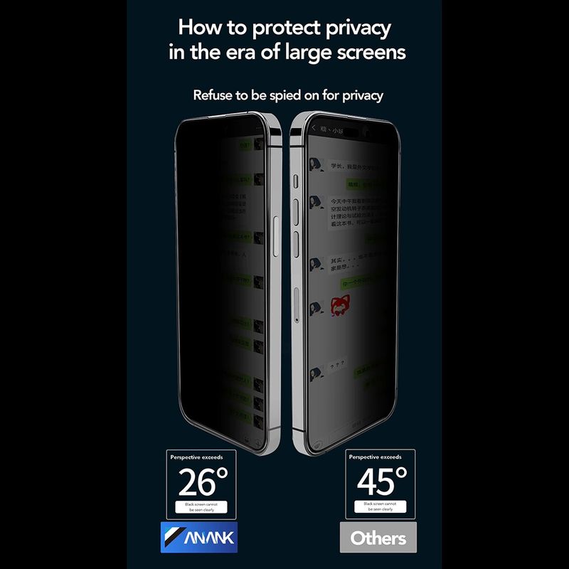 Laptop, Telefoane si Tablete - Telefoane mobile si accesorii - Accesorii Telefoane - Folii protectie telefoane - Folie pentru iPhone 15 Pro - ANANK 2.5D Privacy Screen Protector - Negru - Infinity.ro