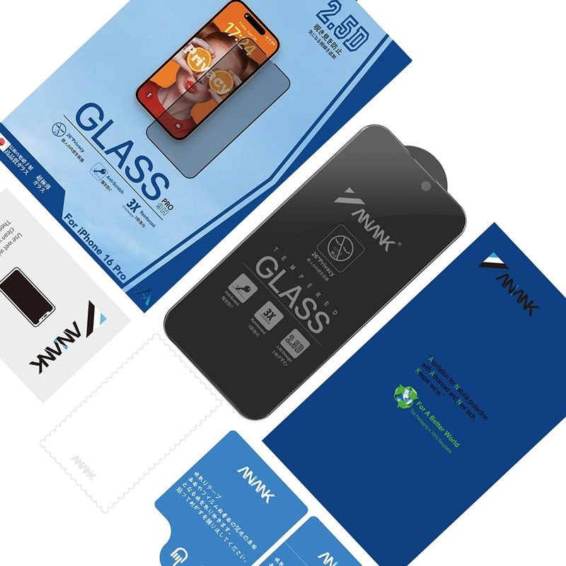 Laptop, Telefoane si Tablete - Telefoane mobile si accesorii - Accesorii Telefoane - Folii protectie telefoane - Folie pentru iPhone 15 Pro - ANANK 2.5D Privacy Screen Protector - Negru - Infinity.ro