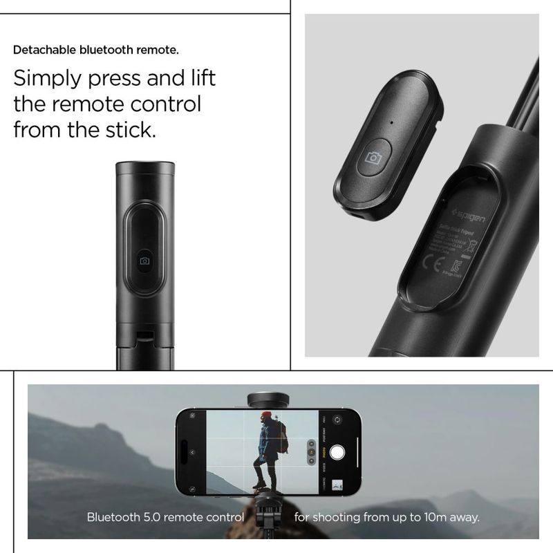 Laptop, Telefoane si Tablete - Telefoane mobile si accesorii - Accesorii Telefoane - Selfie stick-uri - Selfie Stick Albastrutooth cu Telecomanda- Spigen (S541W) - Negru - Infinity.ro