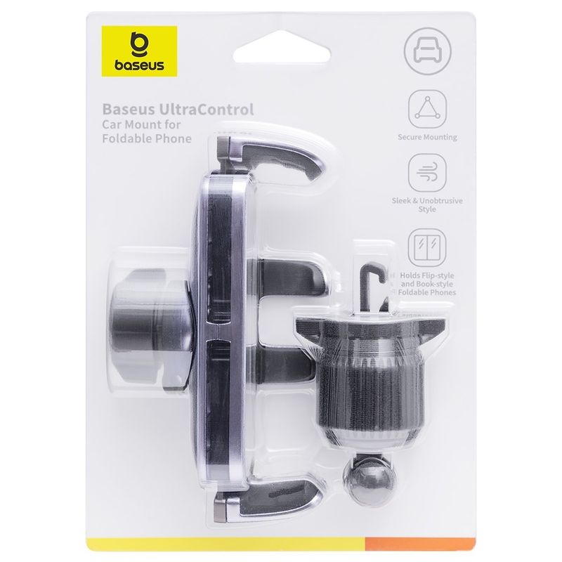 Laptop, Telefoane si Tablete - Telefoane mobile si accesorii - Accesorii Telefoane - Suport si docking telefoane - Suport Masina cu Brate Retractabile, Finish Premium - Baseus (SUCX140012) - Negru Argintiu - Infinity.ro