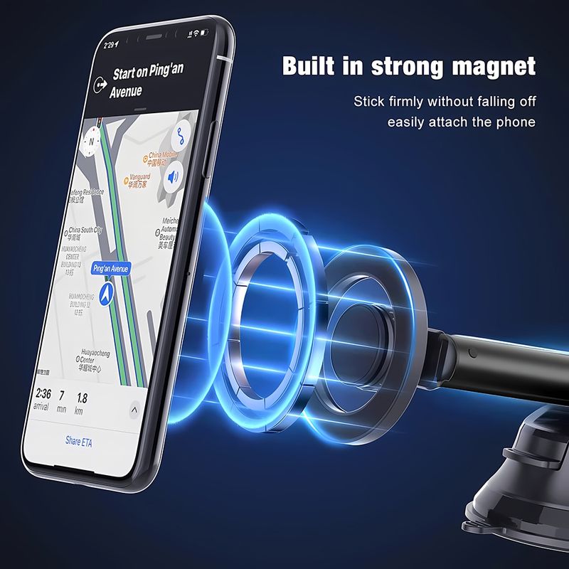 Laptop, Telefoane si Tablete - Telefoane mobile si accesorii - Accesorii Telefoane - Suport si docking telefoane - Suport de Telefon pentru Bord, Compatibil MagSafe + Adaptor iRing - Techsuit MagProX (S12) - Negru - Infinity.ro