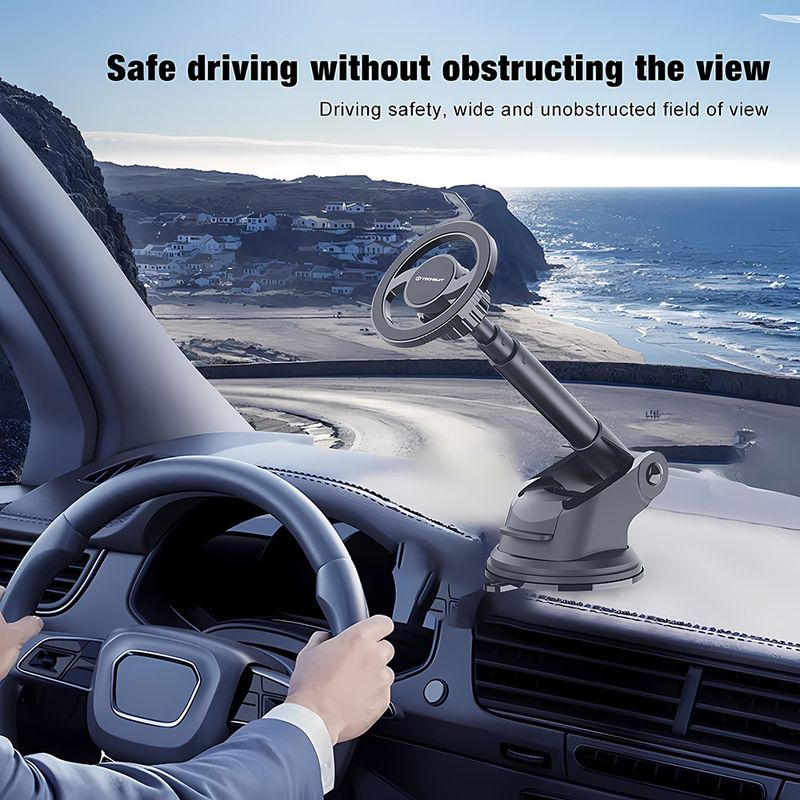 Laptop, Telefoane si Tablete - Telefoane mobile si accesorii - Accesorii Telefoane - Suport si docking telefoane - Suport de Telefon pentru Bord, Compatibil MagSafe + Adaptor iRing - Techsuit MagProX (S12) - Negru - Infinity.ro