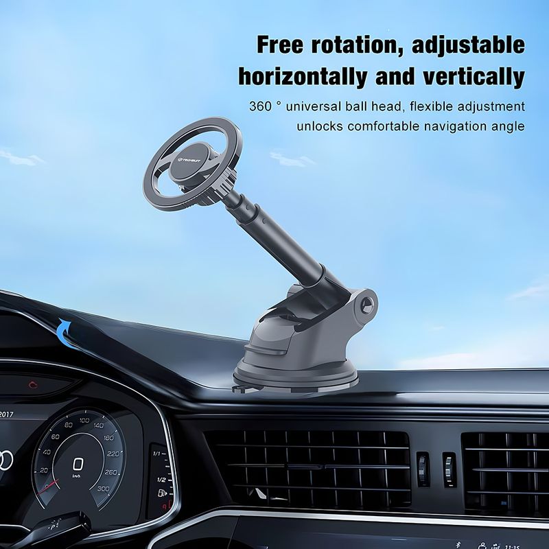 Laptop, Telefoane si Tablete - Telefoane mobile si accesorii - Accesorii Telefoane - Suport si docking telefoane - Suport de Telefon pentru Bord, Compatibil MagSafe + Adaptor iRing - Techsuit MagProX (S12) - Negru - Infinity.ro