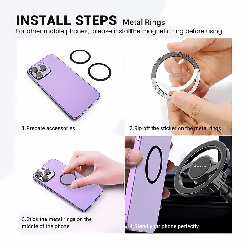 Laptop, Telefoane si Tablete - Telefoane mobile si accesorii - Accesorii Telefoane - Suport si docking telefoane - Suport de Telefon pentru Bord, Compatibil MagSafe + Adaptor iRing - Techsuit MagProX (S12) - Negru - Infinity.ro