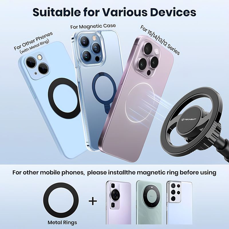 Laptop, Telefoane si Tablete - Telefoane mobile si accesorii - Accesorii Telefoane - Suport si docking telefoane - Suport de Telefon pentru Bord, Compatibil MagSafe + Adaptor iRing - Techsuit MagProX (S12) - Negru - Infinity.ro