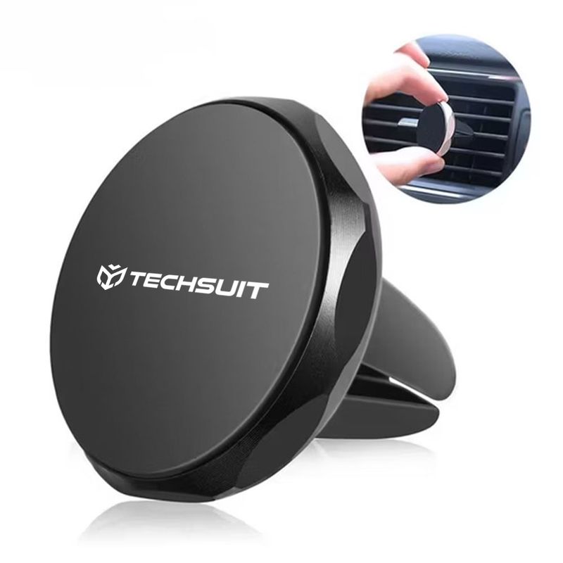 Laptop, Telefoane si Tablete - Telefoane mobile si accesorii - Accesorii Telefoane - Suport si docking telefoane - Suport auto Magnetic N52 pentru Grila de Ventilatie, Universal - Techsuit TinyGrip (S9) - Negru / Argintiu - Infinity.ro