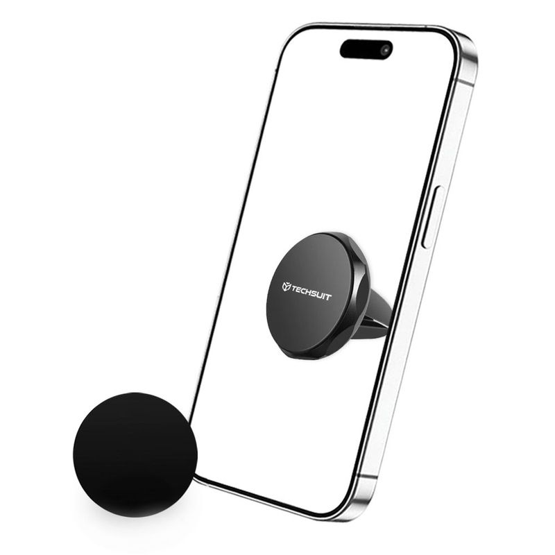 Laptop, Telefoane si Tablete - Telefoane mobile si accesorii - Accesorii Telefoane - Suport si docking telefoane - Suport auto Magnetic N52 pentru Grila de Ventilatie, Universal - Techsuit TinyGrip (S9) - Negru / Argintiu - Infinity.ro