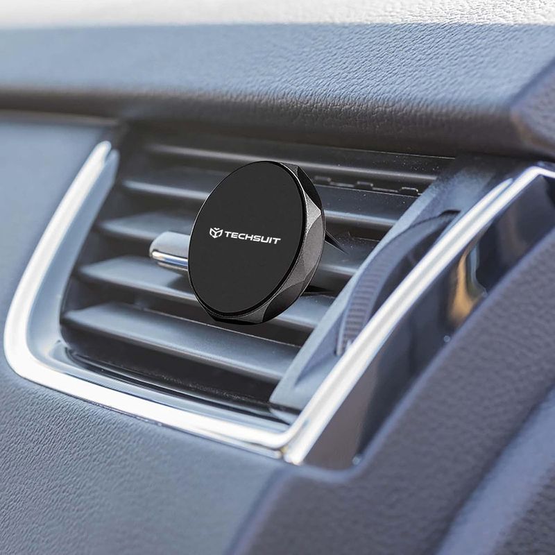 Laptop, Telefoane si Tablete - Telefoane mobile si accesorii - Accesorii Telefoane - Suport si docking telefoane - Suport auto Magnetic N52 pentru Grila de Ventilatie, Universal - Techsuit TinyGrip (S9) - Negru / Argintiu - Infinity.ro