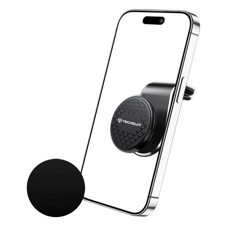 Laptop, Telefoane si Tablete - Telefoane mobile si accesorii - Accesorii Telefoane - Suport si docking telefoane - Suport Auto Magnetic pentru Telefon cu Prindere in Grila de Ventilatie - Techsuit AirGrip (S8) - Negru / Argintiu - Infinity.ro