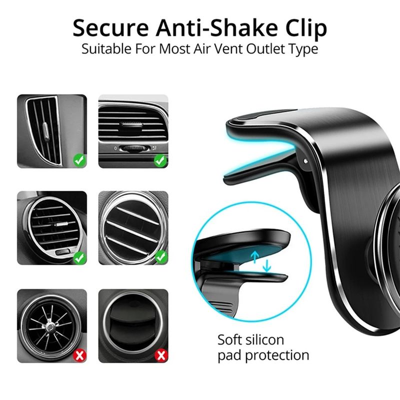 Laptop, Telefoane si Tablete - Telefoane mobile si accesorii - Accesorii Telefoane - Suport si docking telefoane - Suport Auto Magnetic pentru Telefon cu Prindere in Grila de Ventilatie - Techsuit AirGrip (S8) - Negru / Argintiu - Infinity.ro