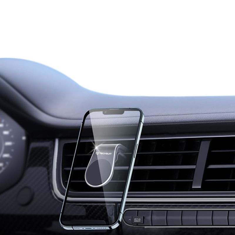 Laptop, Telefoane si Tablete - Telefoane mobile si accesorii - Accesorii Telefoane - Suport si docking telefoane - Suport Auto Magnetic pentru Telefon cu Prindere in Grila de Ventilatie - Techsuit AirGrip (S7) - Negru / Argintiu - Infinity.ro