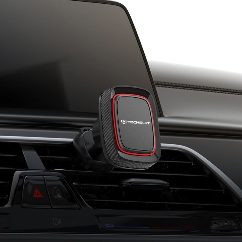 Laptop, Telefoane si Tablete - Telefoane mobile si accesorii - Accesorii Telefoane - Suport si docking telefoane - Suport Auto Magnetic pentru Grila de Ventilatie cu Placute Metalice - Techsuit MagGrip (S5) - Negru/Rosu - Infinity.ro
