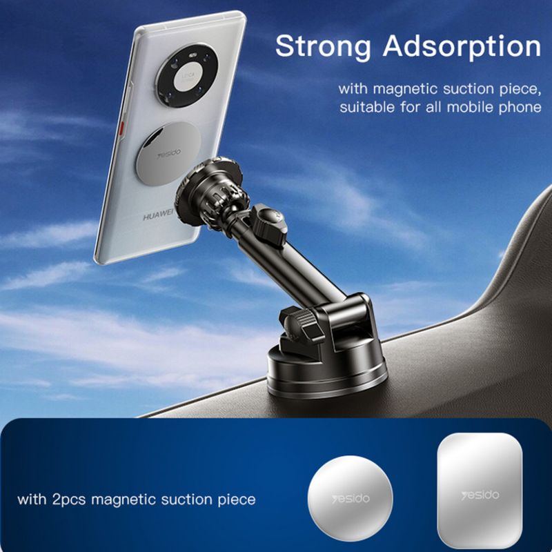 Laptop, Telefoane si Tablete - Telefoane mobile si accesorii - Accesorii Telefoane - Suport si docking telefoane - Suport Auto Ajustabil pentru Bord, Parbriz, Grila Ventilatie - Yesido (C160) - Negru - Infinity.ro