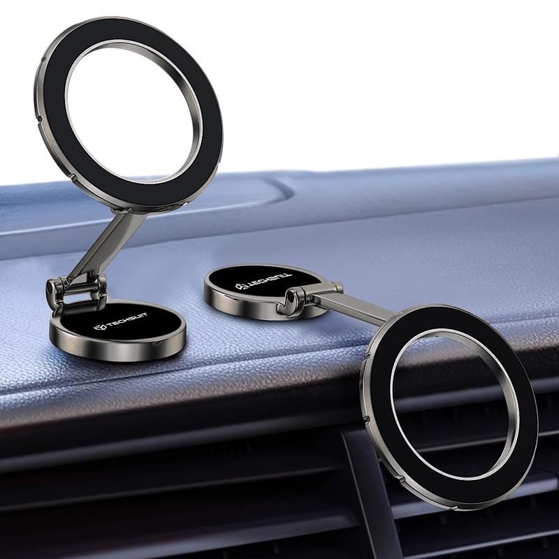 Laptop, Telefoane si Tablete - Telefoane mobile si accesorii - Accesorii Telefoane - Suport si docking telefoane - Suport de Telefon pentru Bord, Compatibil MagSafe + Adaptor iRing - Techsuit TitanMagX (S13) - Gri - Infinity.ro