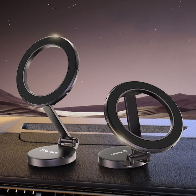 Laptop, Telefoane si Tablete - Telefoane mobile si accesorii - Accesorii Telefoane - Suport si docking telefoane - Suport de Telefon pentru Bord, Compatibil MagSafe + Adaptor iRing - Techsuit TitanMagX (S13) - Gri - Infinity.ro
