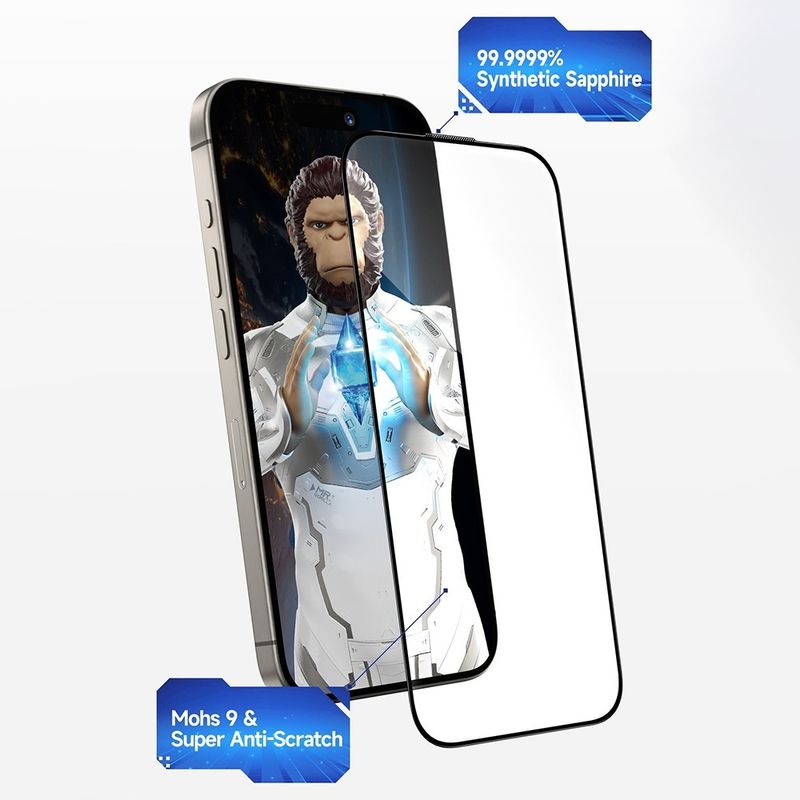Laptop, Telefoane si Tablete - Telefoane mobile si accesorii - Accesorii Telefoane - Folii protectie telefoane - Folie pentru iPhone 15 Pro cu Aplicator Pro - Albastruo Sapphire Screen Protector - Negru - Infinity.ro