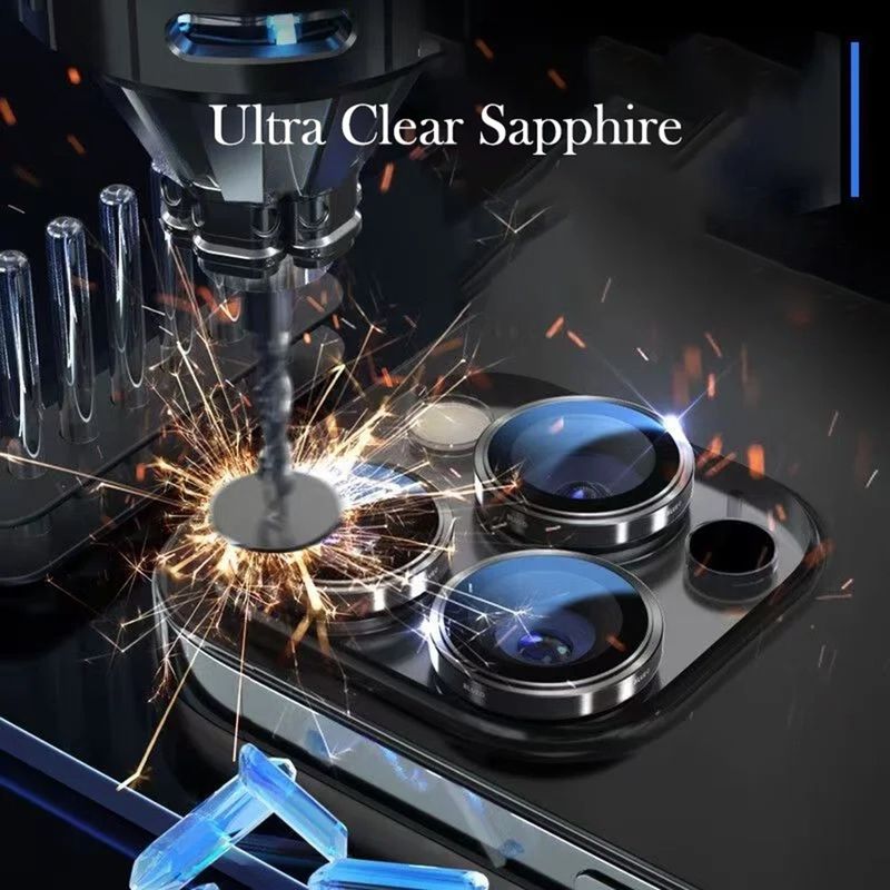 Laptop, Telefoane si Tablete - Telefoane mobile si accesorii - Accesorii Telefoane - Folii protectie telefoane - Folie pentru iPhone 16 Pro / iPhone 16 Pro Max - Albastruo Sapphire Crystal Original Lens Glass - Negru Titanium - Infinity.ro