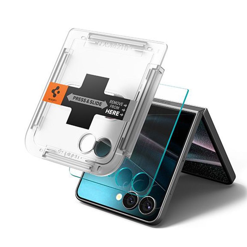 Laptop, Telefoane si Tablete - Telefoane mobile si accesorii - Accesorii Telefoane - Folii protectie telefoane - Folie pentru Samsung Galaxy Z Flip7 (set 2) - Spigen Glas.tR EZ FIT HD - Transparent - Infinity.ro