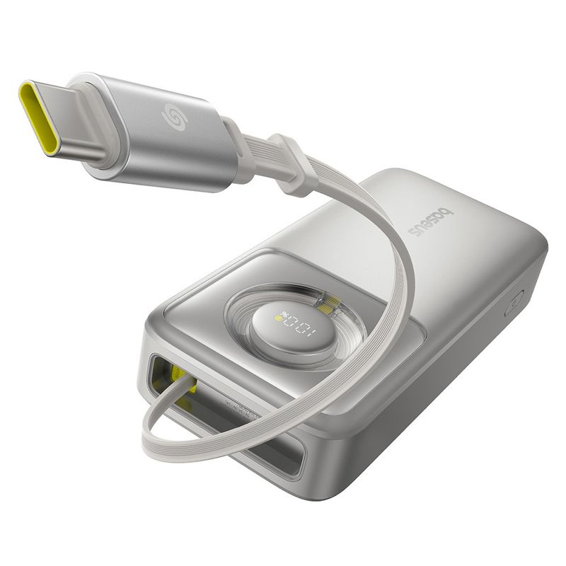Laptop, Telefoane si Tablete - Telefoane mobile si accesorii - Accesorii Telefoane - Baterii externe - Power Bank 20000mAh, 65W, Cablu Incorporat Type-C - Baseus Free2Pull (P10073700843-00) - Gri - Infinity.ro