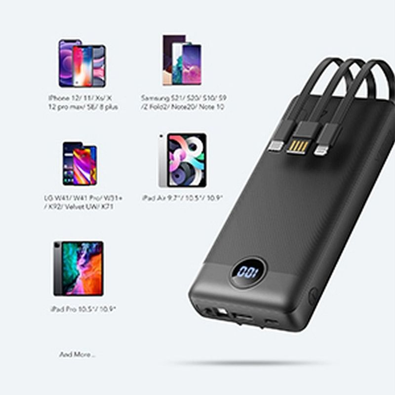 Laptop, Telefoane si Tablete - Telefoane mobile si accesorii - Accesorii Telefoane - Baterii externe - Acumulator extern Veger C20,20000 mAh,cabluri tip Type C,Lightning,MicroUSB si USB,Display LED - Infinity.ro