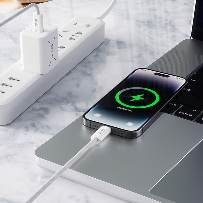 Laptop, Telefoane si Tablete - Telefoane mobile si accesorii - Accesorii Telefoane - Cabluri si adaptoare telefoane - Cablu de Incarcare Type-C la Type-C, Fast Charging, 1.2m - Albastruo - Alb - Infinity.ro