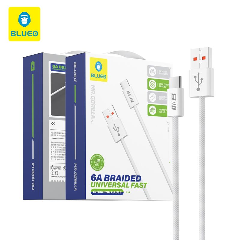 Laptop, Telefoane si Tablete - Telefoane mobile si accesorii - Accesorii Telefoane - Cabluri si adaptoare telefoane - Cablu de Date USB-A la USB-C, Fast Charging, 6A - Albastruo - Alb - Infinity.ro