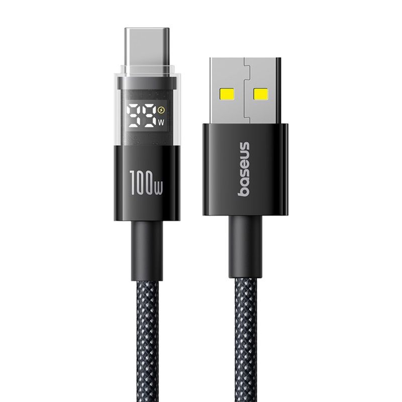 Laptop, Telefoane si Tablete - Telefoane mobile si accesorii - Accesorii Telefoane - Cabluri si adaptoare telefoane - Cablu de Date cu Afisaj Digital, USB la Type-C, 100W, 1m - Baseus Display 2 (P10382701121-00) - Cosmic Negru - Infinity.ro