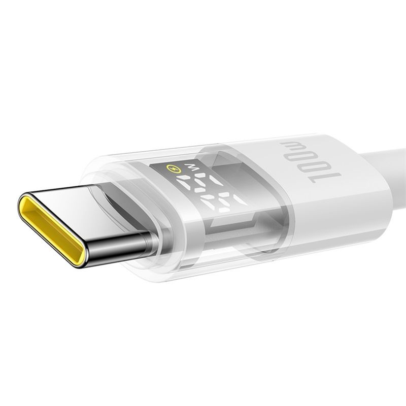 Laptop, Telefoane si Tablete - Telefoane mobile si accesorii - Accesorii Telefoane - Cabluri si adaptoare telefoane - Cablu de Date cu Afisaj Digital, USB la Type-C, 100W, 1m - Baseus Display 2 (P10382701211-00) - Alb - Infinity.ro