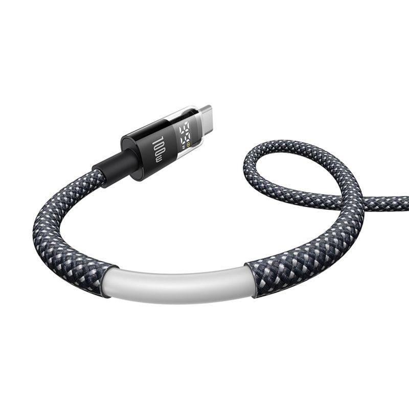 Laptop, Telefoane si Tablete - Telefoane mobile si accesorii - Accesorii Telefoane - Cabluri si adaptoare telefoane - Cablu de Date cu Afisaj Digital, USB la Type-C, 100W, 1m - Baseus Display 2 (P10382701121-00) - Cosmic Negru - Infinity.ro