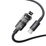 Laptop, Telefoane si Tablete - Telefoane mobile si accesorii - Accesorii Telefoane - Cabluri si adaptoare telefoane - Cablu de Date cu Afisaj Digital, Type-C la Lightning, 20W, 2m - Baseus Display 2 (P10382703121-01) - Cosmic Negru - Infinity.ro