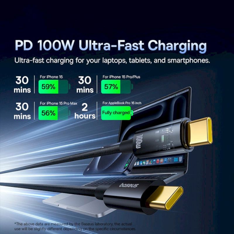 Laptop, Telefoane si Tablete - Telefoane mobile si accesorii - Accesorii Telefoane - Cabluri si adaptoare telefoane - Cablu Type-C, Auto Shutdown, 100W, 1m - Baseus Explorer (P10319703111-00) - Cluster Negru - Infinity.ro