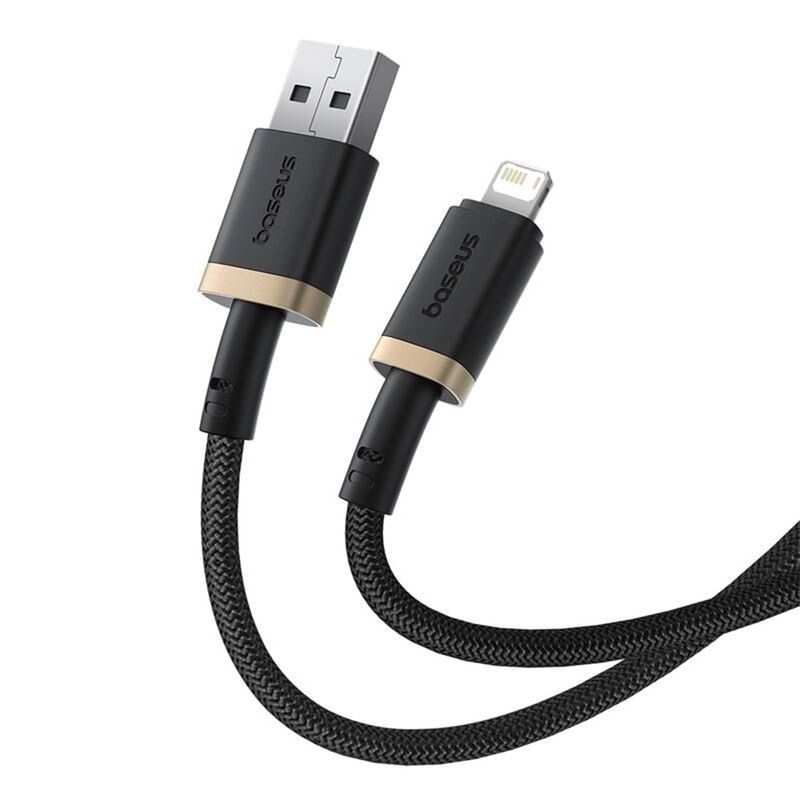 Laptop, Telefoane si Tablete - Telefoane mobile si accesorii - Accesorii Telefoane - Cabluri si adaptoare telefoane - Cablu de Date USB la Lightning, 2.4A, 2m - Baseus Dura (P10377801U01-02) - Auriu / Negru - Infinity.ro