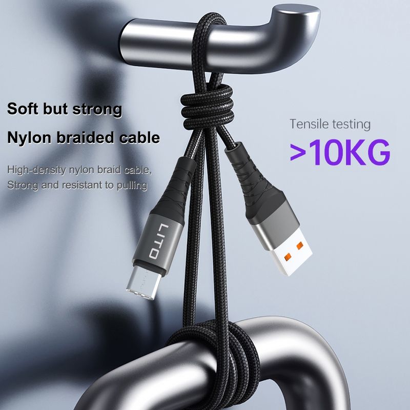 Laptop, Telefoane si Tablete - Telefoane mobile si accesorii - Accesorii Telefoane - Cabluri si adaptoare telefoane - Cablu USB la Type-C, 2.4A, 2m - Lito (LD22T) - Negru - Infinity.ro