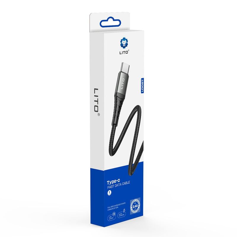 Laptop, Telefoane si Tablete - Telefoane mobile si accesorii - Accesorii Telefoane - Cabluri si adaptoare telefoane - Cablu USB la Type-C, 2.4A, 2m - Lito (LD22T) - Negru - Infinity.ro