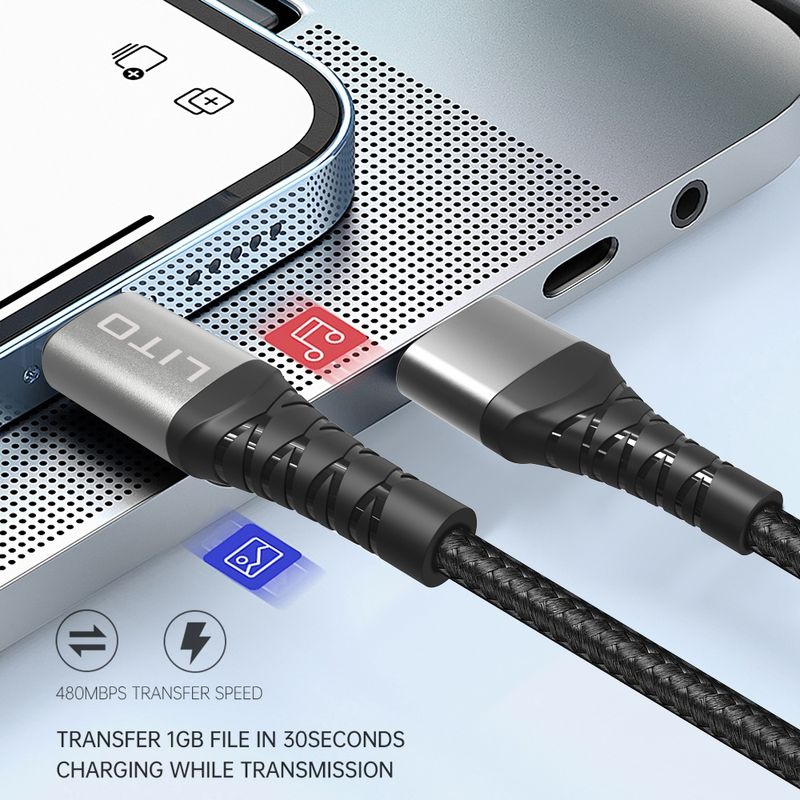 Laptop, Telefoane si Tablete - Telefoane mobile si accesorii - Accesorii Telefoane - Cabluri si adaptoare telefoane - Cablu USB la Type-C, 2.4A, 2m - Lito (LD22T) - Negru - Infinity.ro