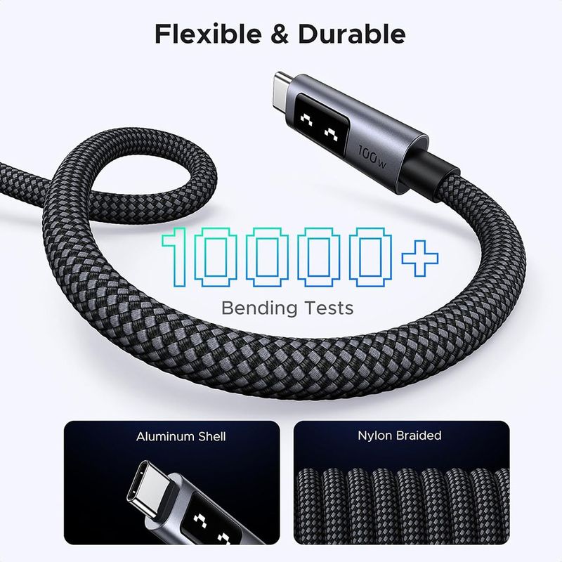 Laptop, Telefoane si Tablete - Telefoane mobile si accesorii - Accesorii Telefoane - Cabluri si adaptoare telefoane - Cablu de Date USB-C la USB-C, 5A, 100W, 2m - UVerde L509 (35512) - Space Gri - Infinity.ro