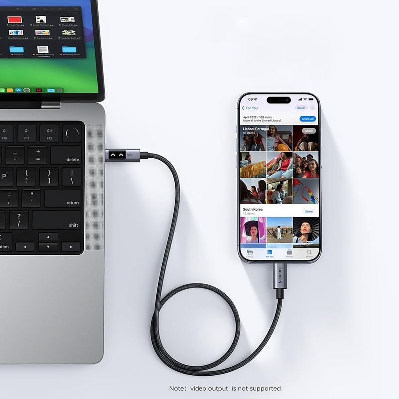 Laptop, Telefoane si Tablete - Telefoane mobile si accesorii - Accesorii Telefoane - Cabluri si adaptoare telefoane - Cablu de Date USB-C la USB-C, 5A, 100W, 2m - UVerde L509 (35512) - Space Gri - Infinity.ro
