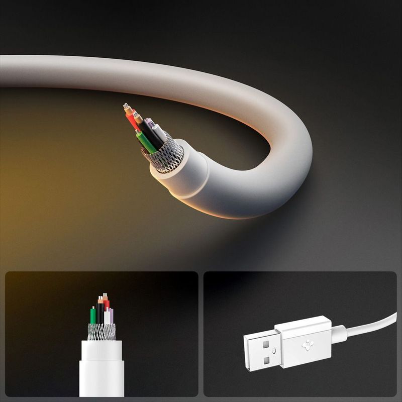 Laptop, Telefoane si Tablete - Telefoane mobile si accesorii - Accesorii Telefoane - Cabluri si adaptoare telefoane - Cablu pentru Alimentare USB, Type-C, 60W, 480Mbps, 2m - Spigen Essential (EB6020AC) - Alb - Infinity.ro