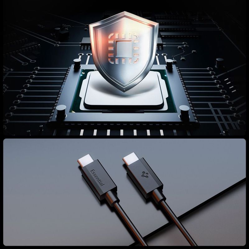 Laptop, Telefoane si Tablete - Telefoane mobile si accesorii - Accesorii Telefoane - Cabluri si adaptoare telefoane - Cablu pentru Alimentare Type-C, 60W, 480Mbps, 2m - Spigen Essential (EB6020CC) - Negru - Infinity.ro