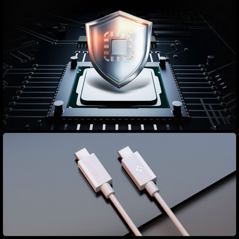 Laptop, Telefoane si Tablete - Telefoane mobile si accesorii - Accesorii Telefoane - Cabluri si adaptoare telefoane - Cablu pentru Alimentare Type-C, 60W, 480Mbps, 1m - Spigen Essential (EB6010CC) - Alb - Infinity.ro