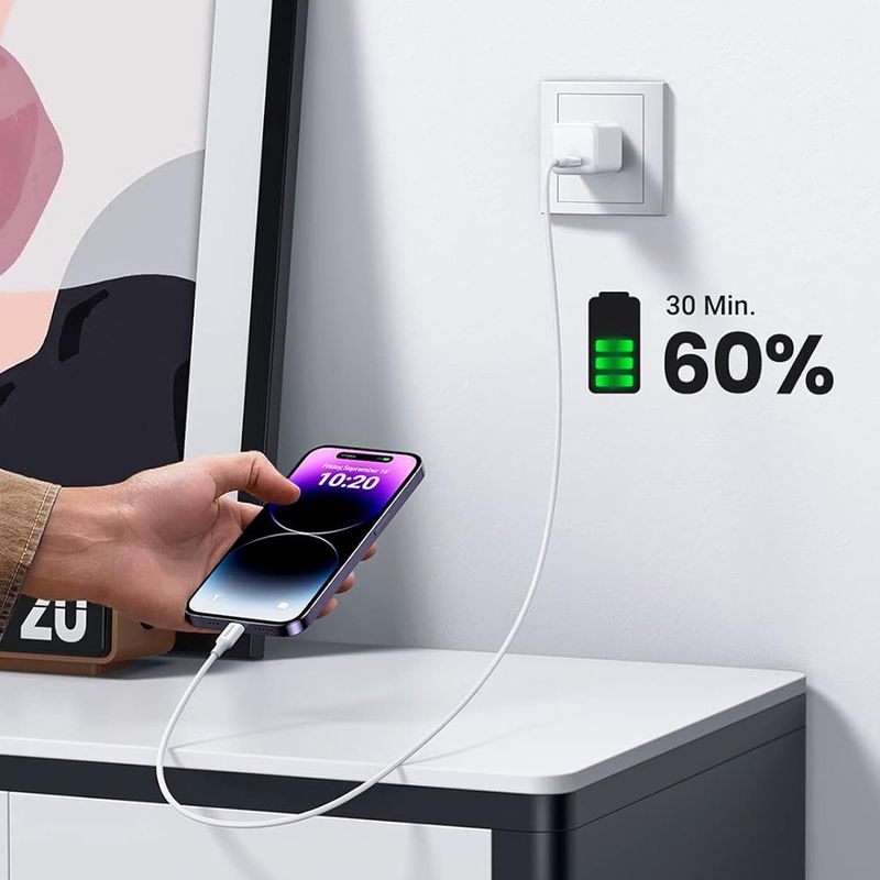 Laptop, Telefoane si Tablete - Telefoane mobile si accesorii - Accesorii Telefoane - Cabluri si adaptoare telefoane - Cablu de Date USB-C la Lightning, 5V/3A, 480Mbps, 1m - UVerde US171 (10493) - Alb - Infinity.ro