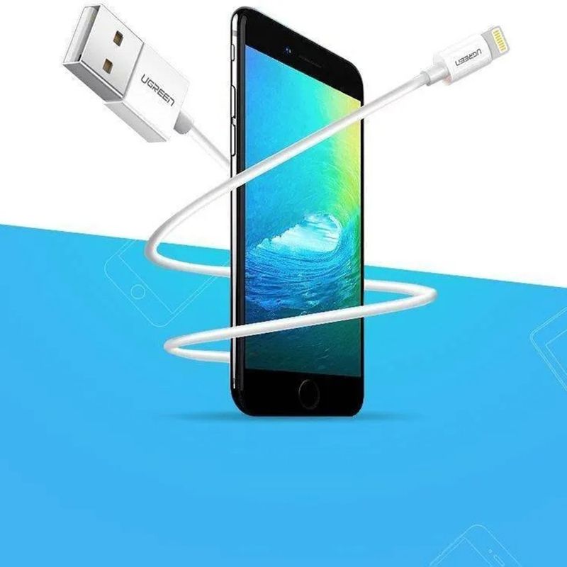 Laptop, Telefoane si Tablete - Telefoane mobile si accesorii - Accesorii Telefoane - Cabluri si adaptoare telefoane - Cablu de Date USB la Lightning, 5V/2.4A, 480Mbps, 2m - UVerde US155 (20730) - Alb - Infinity.ro