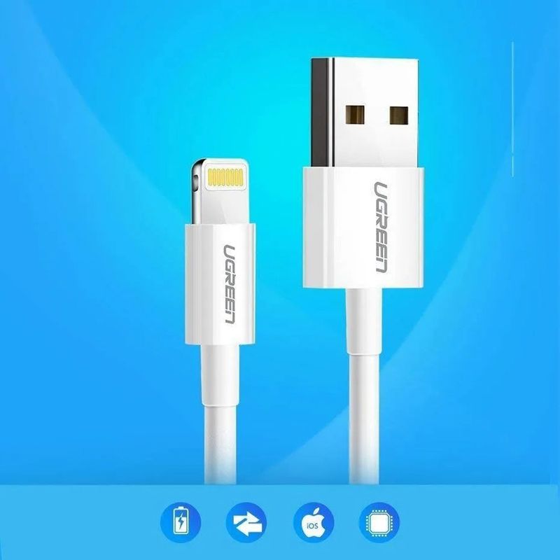 Laptop, Telefoane si Tablete - Telefoane mobile si accesorii - Accesorii Telefoane - Cabluri si adaptoare telefoane - Cablu de Date USB la Lightning, 5V/2.4A, 480Mbps, 1m - UVerde US155 (20728) - Alb - Infinity.ro