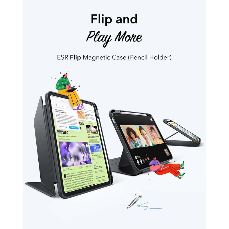 Laptop, Telefoane si Tablete - Tablete si accesorii tablete - Accesorii Tablete - Huse tablete - Husa pentru iPad 10 (2022) 10.9 / 11 (2025 - ESR FlipA Hybrid (cu Pencil Holder) - Negru - Infinity.ro