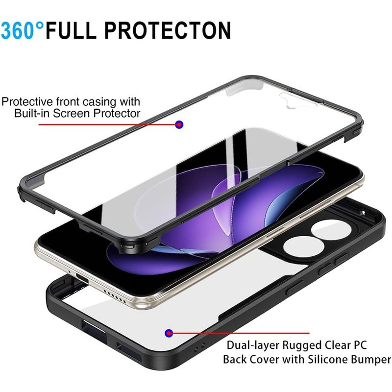 Laptop, Telefoane si Tablete - Telefoane mobile si accesorii - Accesorii Telefoane - Huse telefoane - Husa pentru Oppo Reno13 F 4G / Reno13 F 5G / Reno13 FS 5G + Folie - Techsuit ColorVerse 360 Series - Negru - Infinity.ro