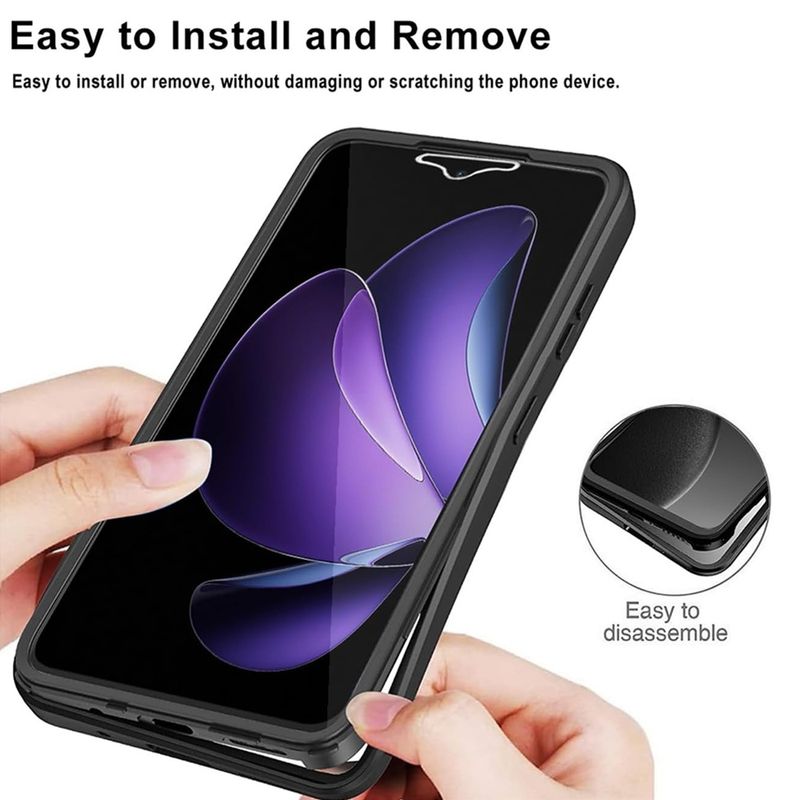 Laptop, Telefoane si Tablete - Telefoane mobile si accesorii - Accesorii Telefoane - Huse telefoane - Husa pentru Oppo Reno13 F 4G / Reno13 F 5G / Reno13 FS 5G + Folie - Techsuit ColorVerse 360 Series - Negru - Infinity.ro