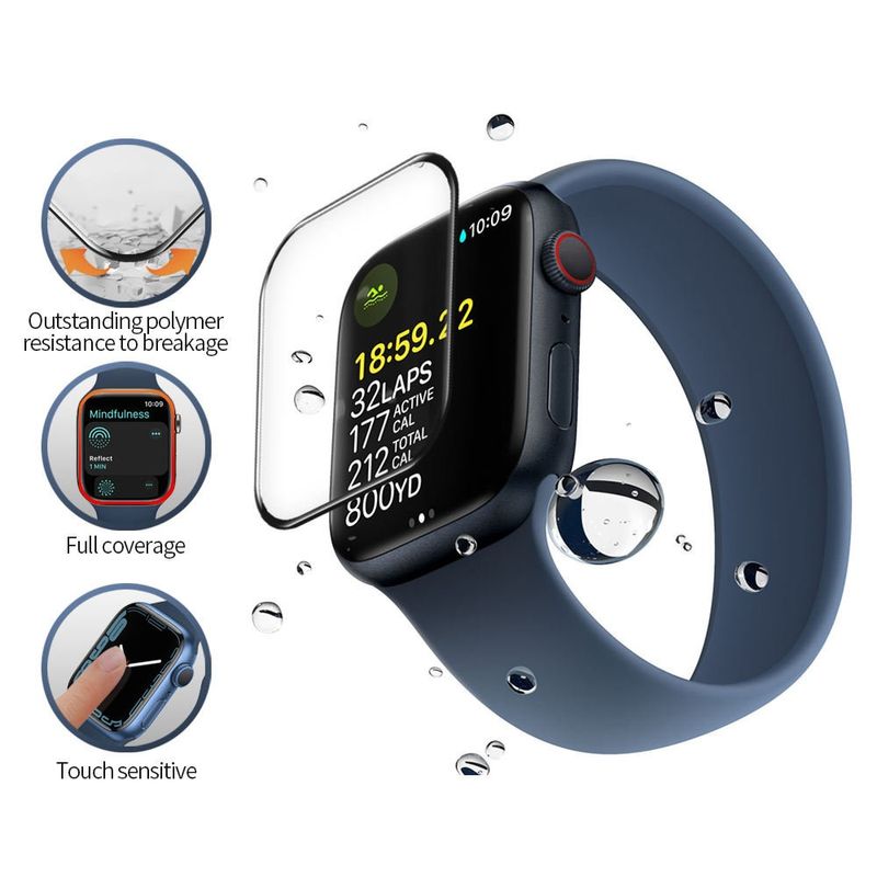 Laptop, Telefoane si Tablete - Wearables si gadgeturi - Wearables - Accesorii wearables - Folie pentru Apple Watch 4/5/6/SE/SE 2 (40mm) cu Aplicator - Albastruo High Molecule Screen Protector - Negru - Infinity.ro