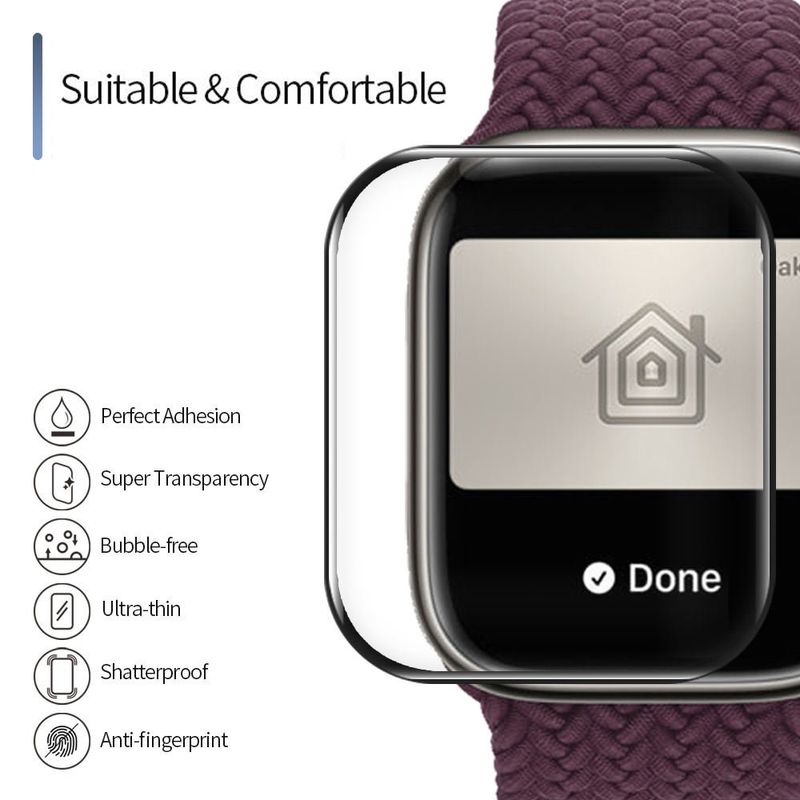 Laptop, Telefoane si Tablete - Wearables si gadgeturi - Wearables - Accesorii wearables - Folie pentru Apple Watch 4/5/6/SE/SE 2 (40mm) cu Aplicator - Albastruo High Molecule Screen Protector - Negru - Infinity.ro