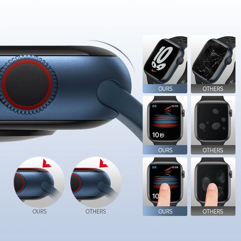 Laptop, Telefoane si Tablete - Wearables si gadgeturi - Wearables - Accesorii wearables - Folie pentru Apple Watch 4/5/6/SE/SE 2 (40mm) cu Aplicator - Albastruo High Molecule Screen Protector - Negru - Infinity.ro